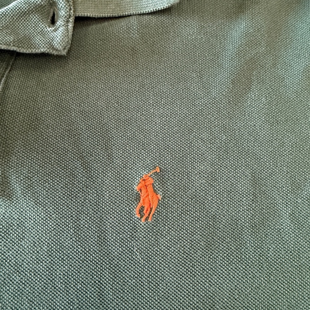 Polo Ralph Lauren Hunter Green Long Sleeve Vintage Cotton Polo Shirt size Medium - Picture 7 of 7